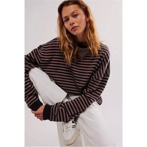 We The Free Classic Striped Oversized Crewneck in Dusk Combo Stripe